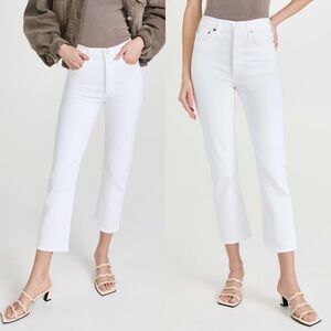 AGOLDE High Rise Button Fly White Straight Leg Jeans Riley Crop Womens Size 25‎